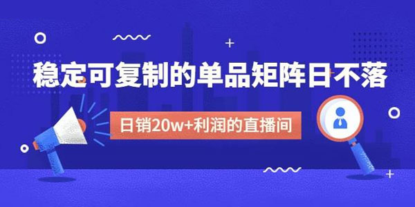 稳定可复制的单品矩阵线下课:做有利润的直播间资源封面